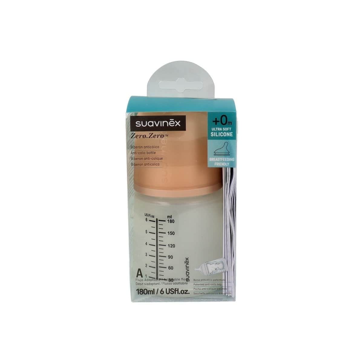 Suavinex Zero.Zero Biberón Anticólico +0 Meses 180ml